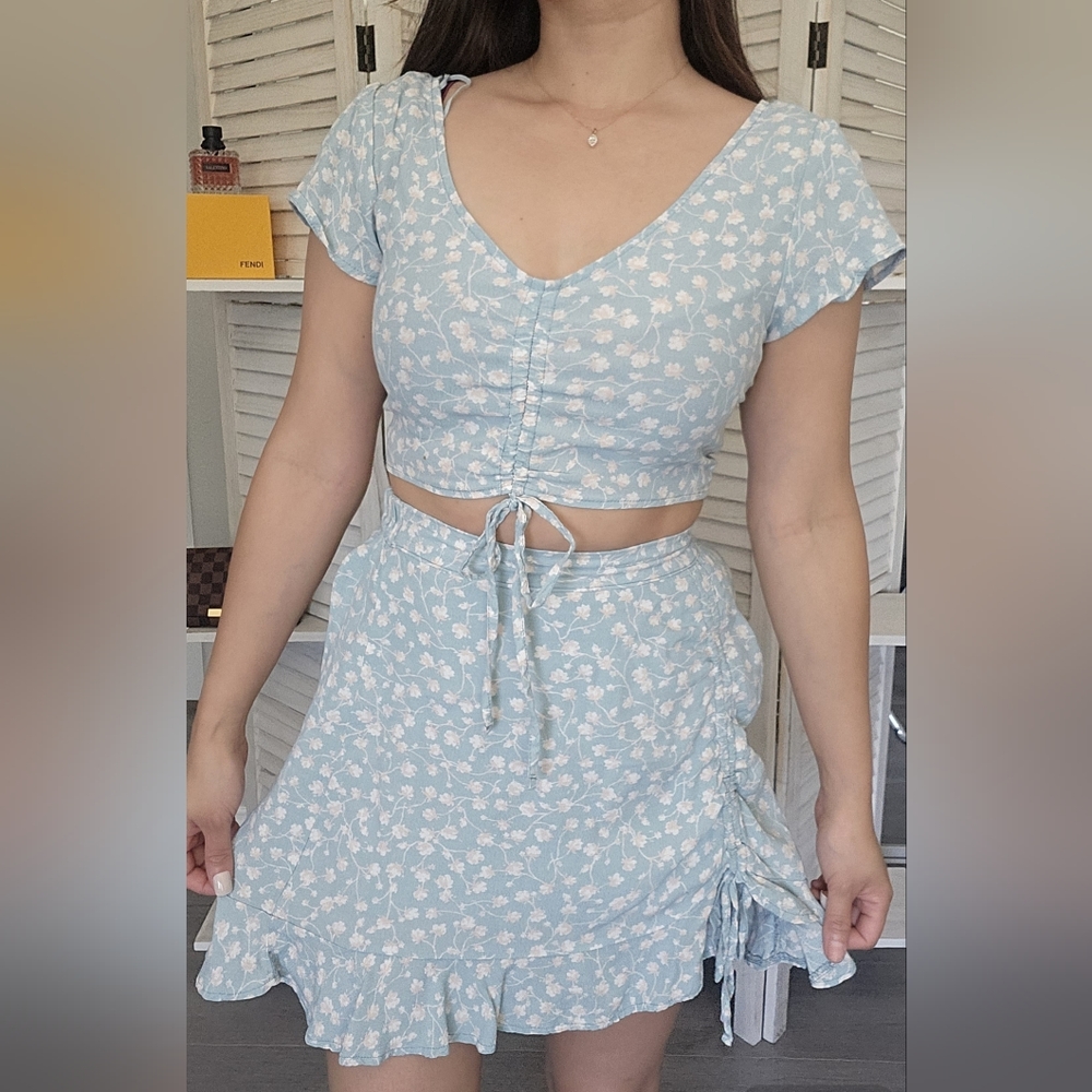 Two piece crop top and skirt set